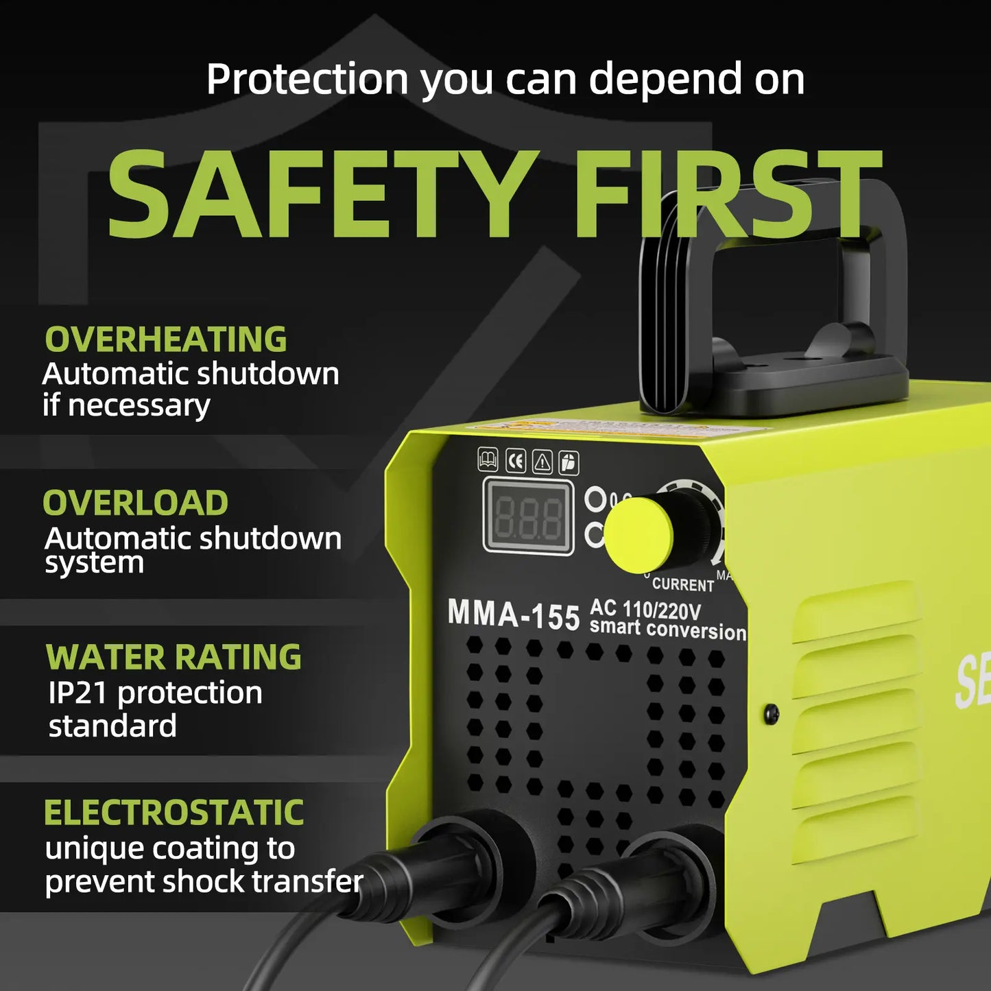 【SummerVibes】SEESE 155Amp MINI Portable Welding Machine, Stick Welder, AC 110/220V smart conversion, LED Display Digital Welder, Portable MMA Arc Welder