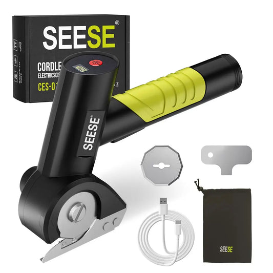 【SummerVibes】SEESE Cordless Rechargeable Electric Scissors – Portable Cutter for Fabric, Cardboard, Carpet
