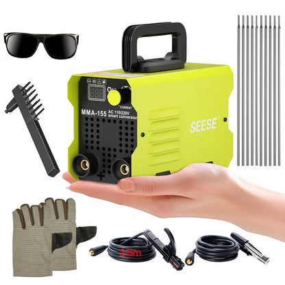 【SummerVibes】SEESE 155Amp MINI Portable Welding Machine, Stick Welder, AC 110/220V smart conversion, LED Display Digital Welder, Portable MMA Arc Welder