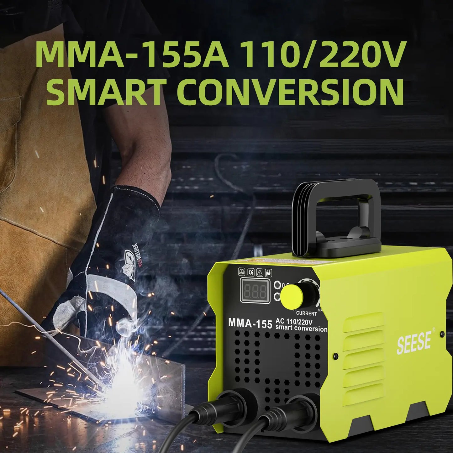 【SummerVibes】SEESE 155Amp MINI Portable Welding Machine, Stick Welder, AC 110/220V smart conversion, LED Display Digital Welder, Portable MMA Arc Welder