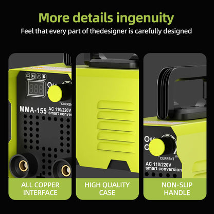 【SummerVibes】SEESE 155Amp MINI Portable Welding Machine, Stick Welder, AC 110/220V smart conversion, LED Display Digital Welder, Portable MMA Arc Welder