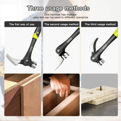 【SummerVibes】SEESE 16oz Claw Hammer with Magnetic Nail Starter,Indexing Rip Claw,Forged Steel Head,Shock-Absorbing TPR Grip,Heavy Duty Framing & DIY Tool