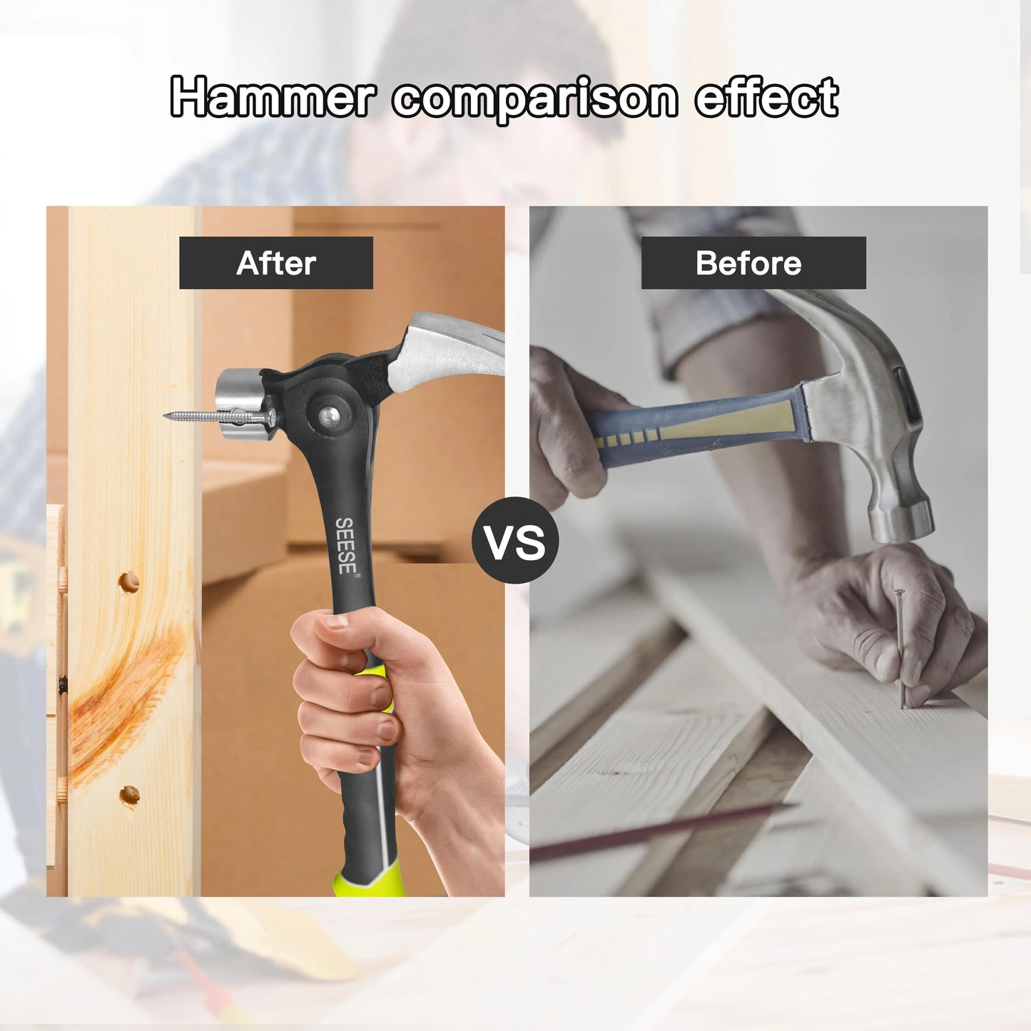 【SummerVibes】SEESE 16oz Claw Hammer with Magnetic Nail Starter,Indexing Rip Claw,Forged Steel Head,Shock-Absorbing TPR Grip,Heavy Duty Framing & DIY Tool